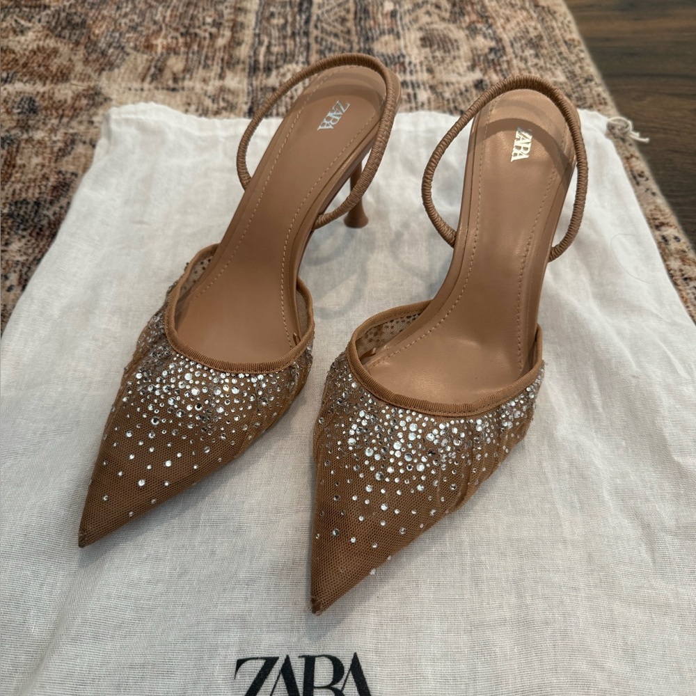 Zara Rhinestone Slingback Heels